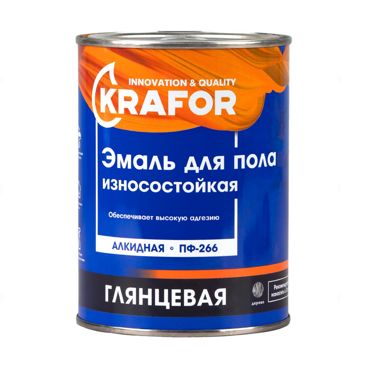 Эмаль для пола Krafor 0,9л красно-коричневый