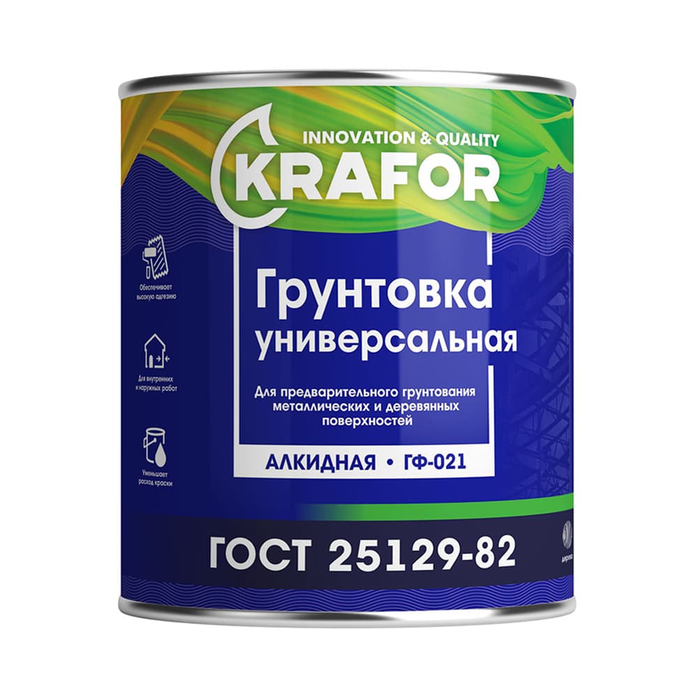 Грунтовка ГФ-021 красно-коричневая Krafor 1.8кг