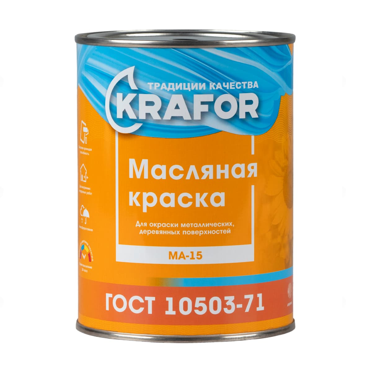 Краска маслянная Krafor МА-15 0,9л белая