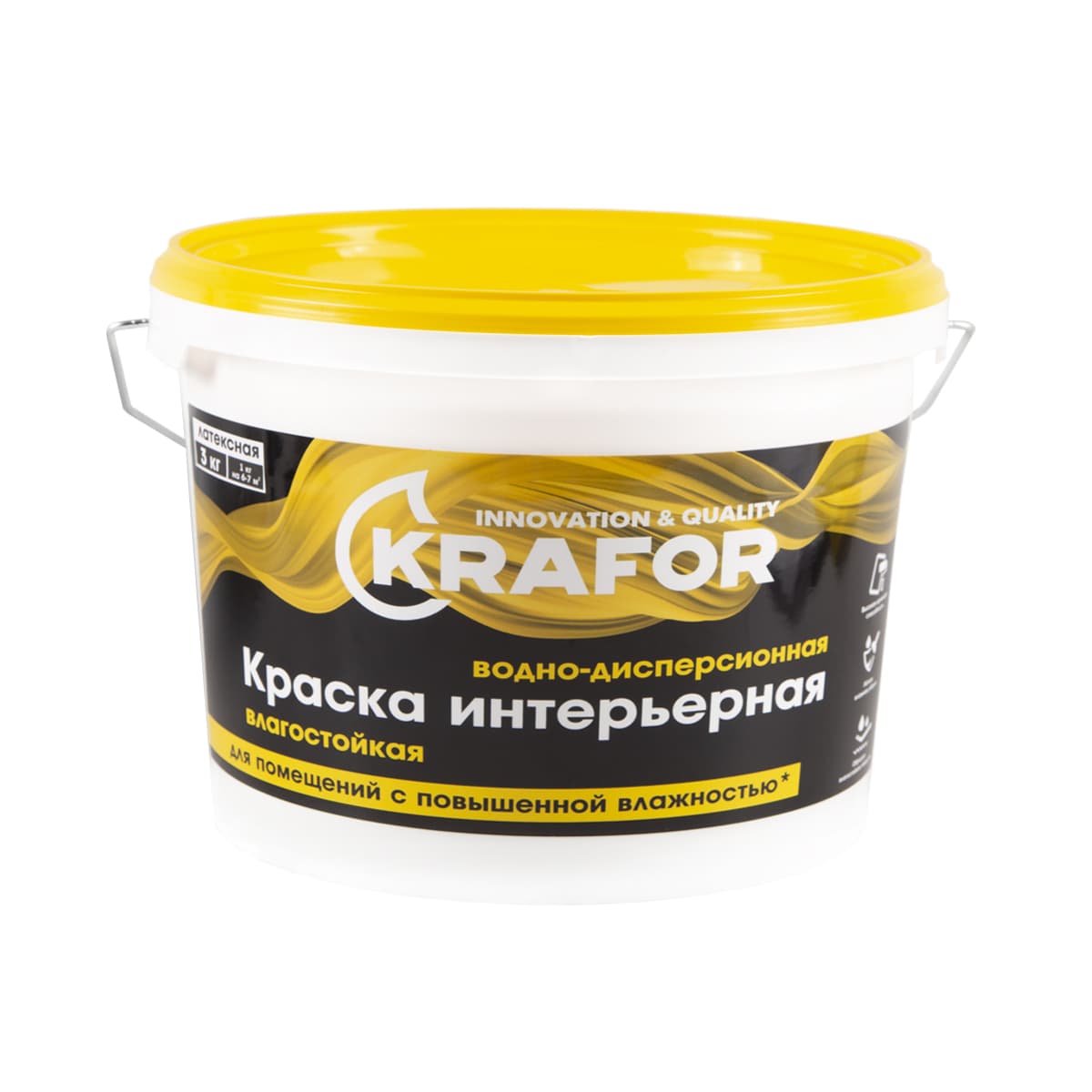 Краска интерьерная водно-дисперсионная КRAFOR 3кг (Белая)