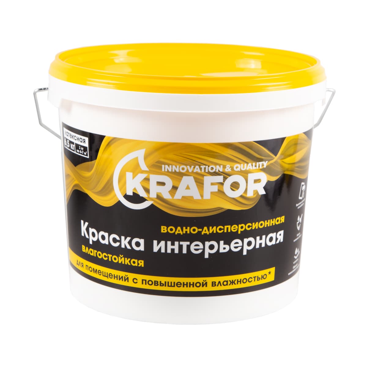 Краска интерьерная водно-дисперсионная КRAFOR 6,5кг (Белая)