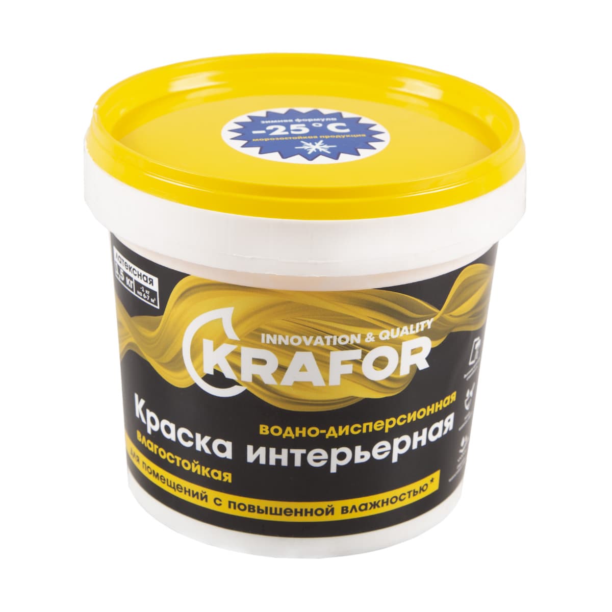 Краска интерьерная водно-дисперсионная КRAFOR 1.5кг (Белая)