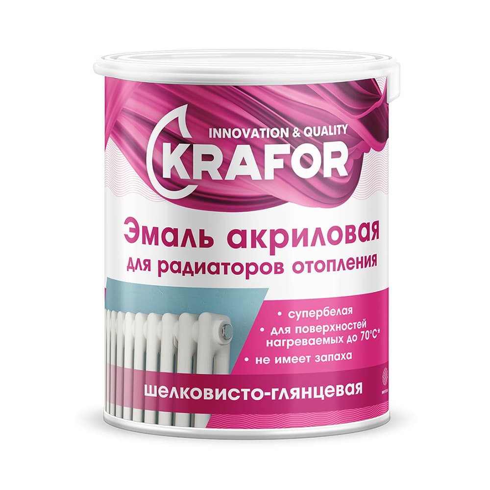Акриловая эмаль Krafor для радиаторов отопления 3кг (Белая)