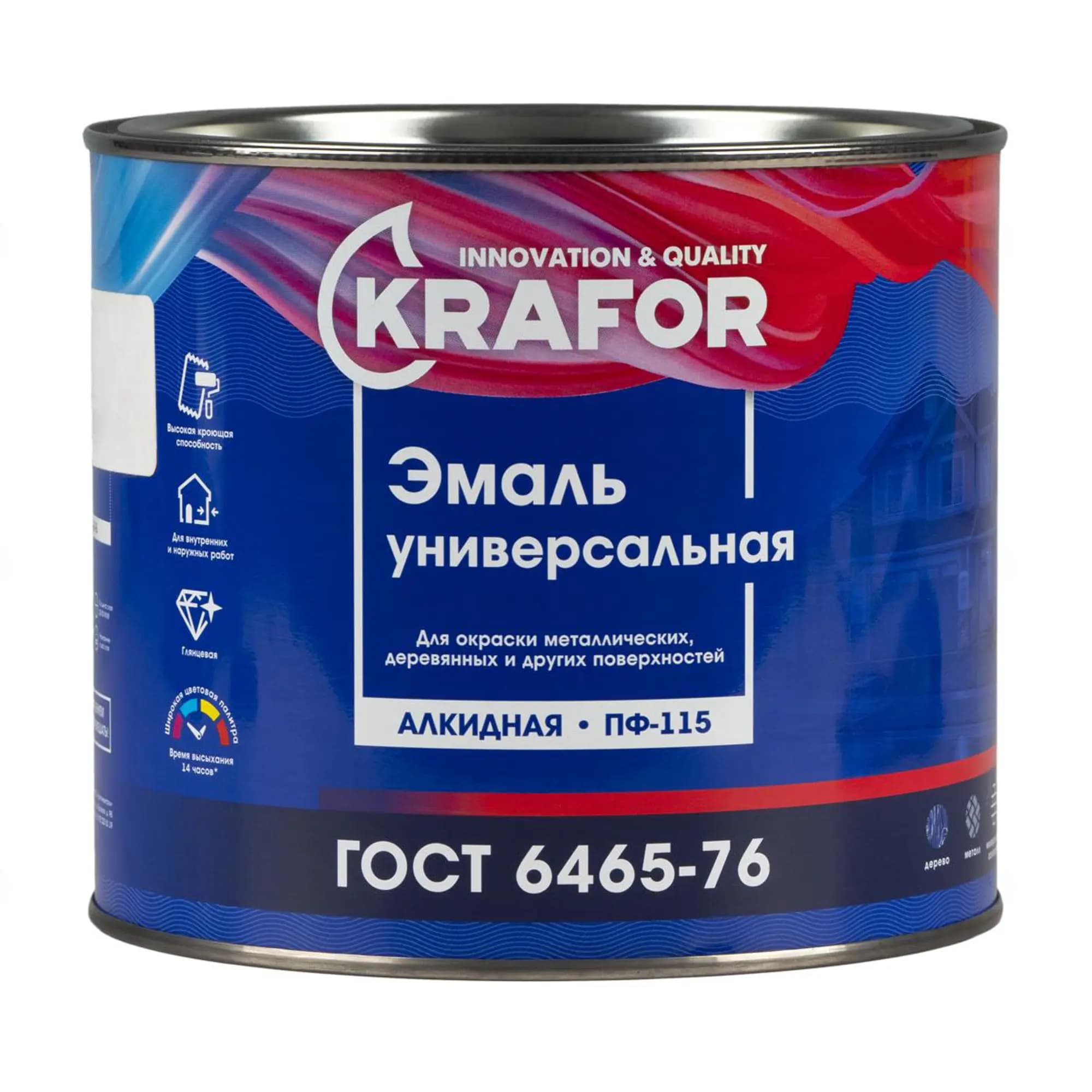Эмаль (Краска) ПФ115 1,8л KRAFOR желтый