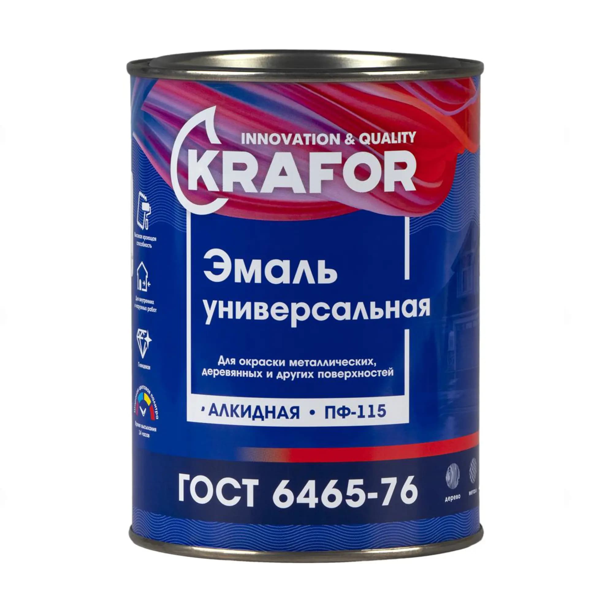Эмаль (Краска) ПФ115 0,8л KRAFOR зеленое яблоко